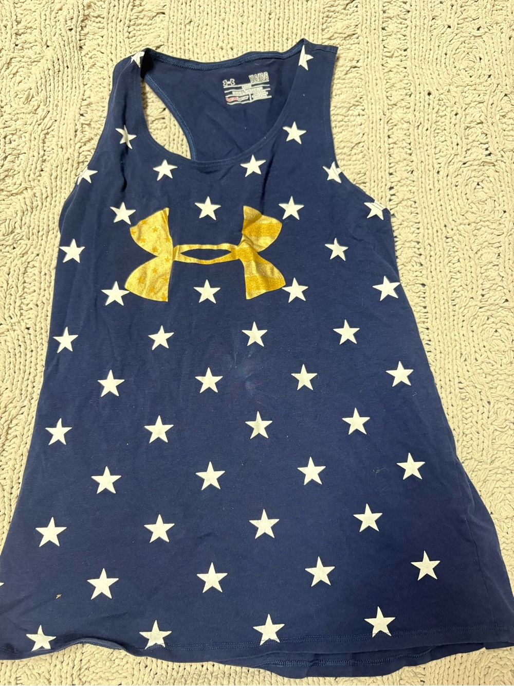 Under Armour Navy Tank with White Stars and Gold Logo